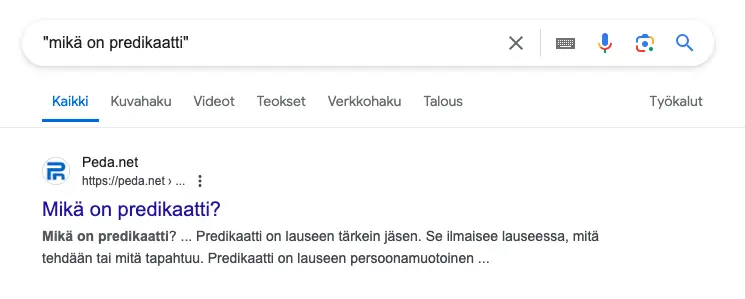 Google-haku lainausmerkeissä