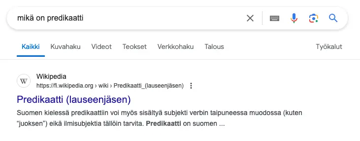Hakulauseke ei lainausmerkeissä