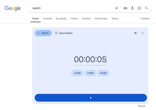 hyvä google-haku vinkki: ajastin ja sekuntikello