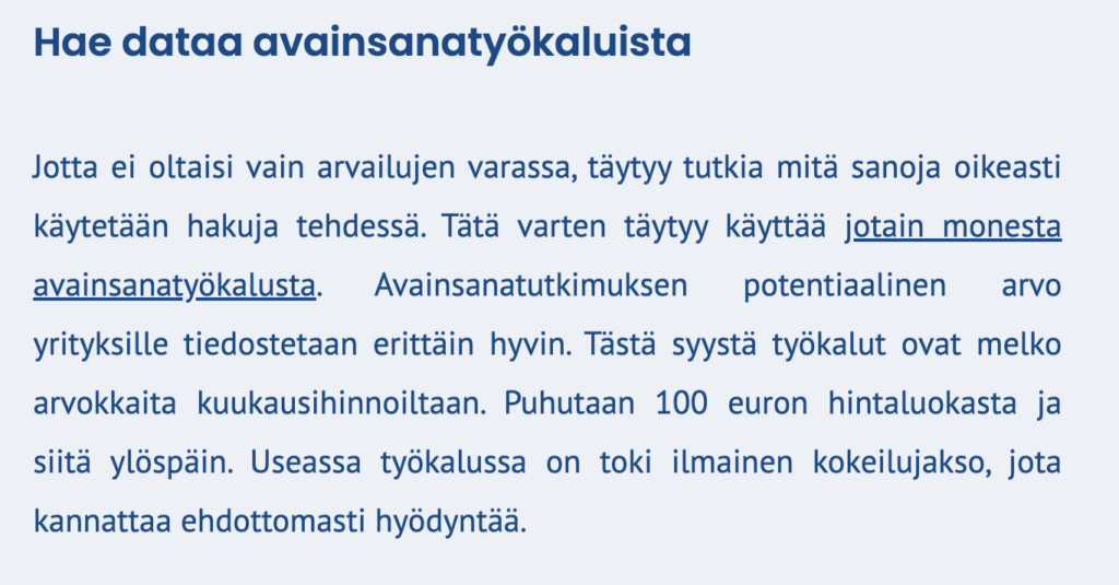 ankkuriteksti blogiartikkelin tekstissä