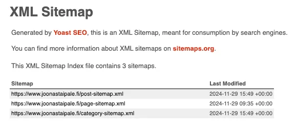 Sitemap.xml tiedosto