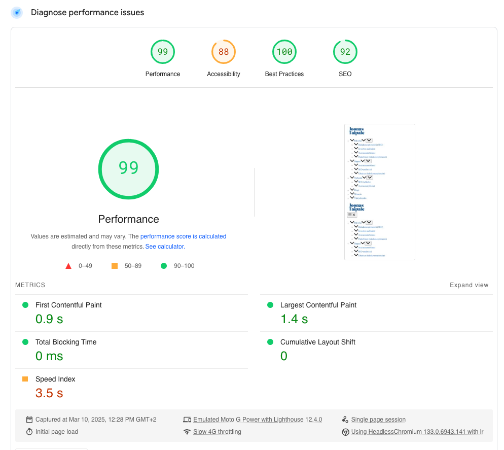 Sivuston nopeuden mittaus page speed insighstilla